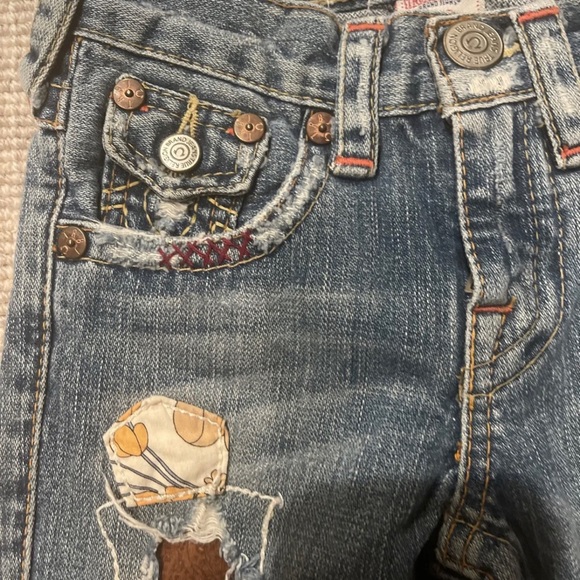 True Religion Woodstock Patchwork Twisted Seam Wide Leg Jeans Toddlers Girl Sz 4 - Picture 6 of 8